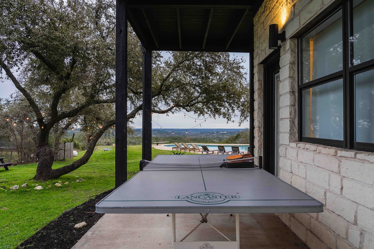 Covered patio with ping pong